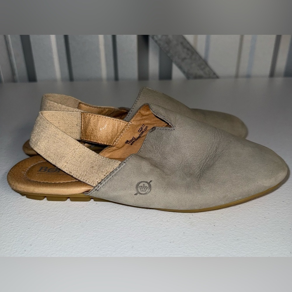 Born Women's Size 8M Gray Leather Slingback Shoes